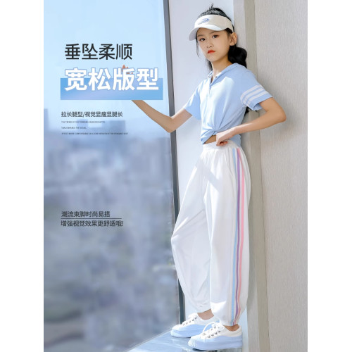 女童運動褲2025秋季新款冰絲防蚊褲兒童休閒褲中大童速乾運動長褲
