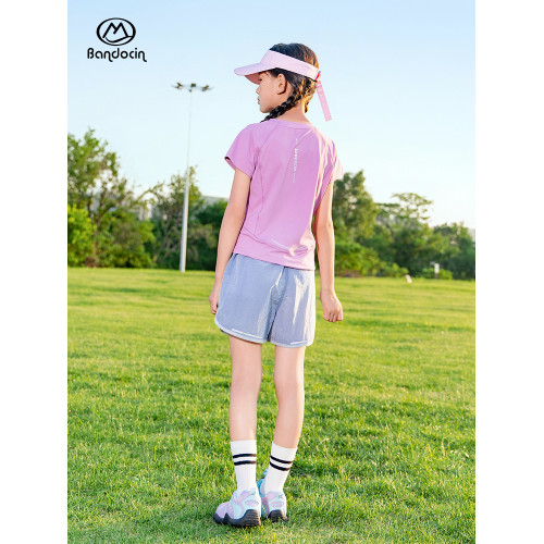 半度閒女童涼感短袖t恤夏季薄款洋氣2025新款兒童夏裝防曬運動T潮