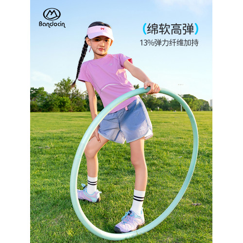 半度閒女童涼感短袖t恤夏季薄款洋氣2025新款兒童夏裝防曬運動T潮
