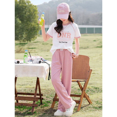 女童夏裝短袖t恤純棉2025新款兒童女孩洋氣衣服9大童女裝夏季套裝