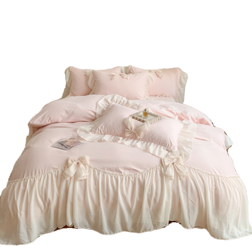 仙女奶粉雪紡甜心蝴蝶結床單四件套學生宿舍三件套公主風被套床品 仙女奶粉雪紡甜心蝴蝶結床單四件套學生宿舍三件套公主風被套床品