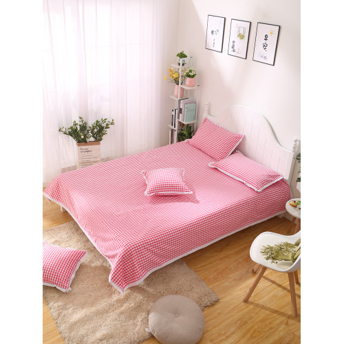 老粗布床單精梳純棉全棉A類三件套花邊加厚加密單件格子被罩被套 老粗布床單精梳純棉全棉A類三件套花邊加厚加密單件格子被罩被套