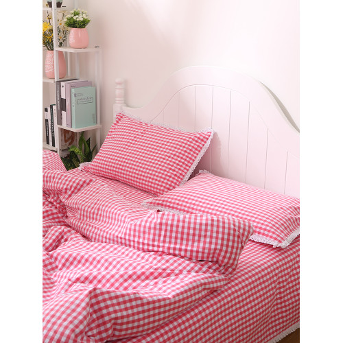 老粗布床單精梳純棉全棉A類三件套花邊加厚加密單件格子被罩被套 老粗布床單精梳純棉全棉A類三件套花邊加厚加密單件格子被罩被套