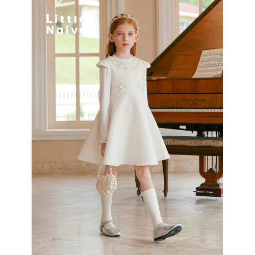 Little Naive夏季新款女童法式連衣裙兒童公主裙生日禮服背心裙
