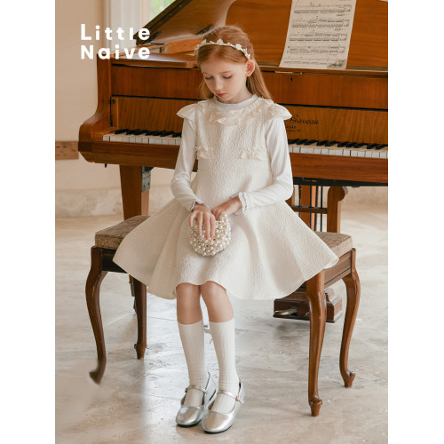 Little Naive夏季新款女童法式連衣裙兒童公主裙生日禮服背心裙