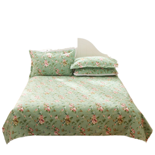 老粗布床單碎花田園三件套純棉全棉加厚加密床包被罩大炕單單件