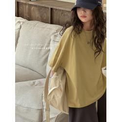 女童短袖T恤夏裝2025新款兒童上衣純棉衣服大童半袖寬鬆打底衫薄