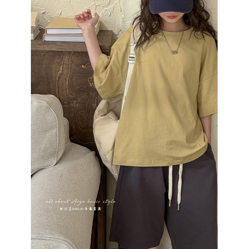 女童短袖T恤夏裝2025新款兒童上衣純棉衣服大童半袖寬鬆打底衫薄
