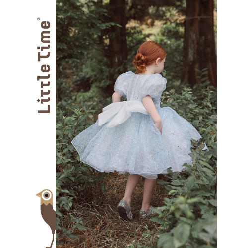 Littletime女童2025新款夏裝小女孩泡泡袖公主裙兒童碎花連衣裙
