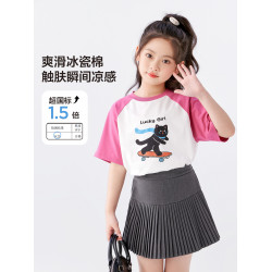 【特惠清倉】左西女童短袖T恤涼感兒童夏季半袖女孩超好看上衣潮