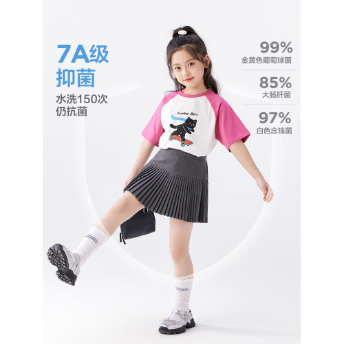 【特惠清倉】左西女童短袖T恤涼感兒童夏季半袖女孩超好看上衣潮