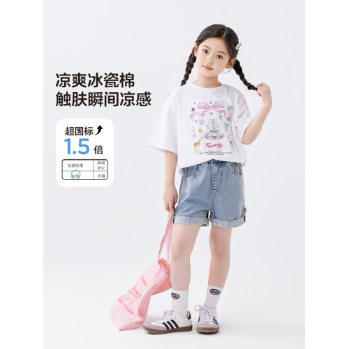 左西童裝女童短袖T恤7A抑菌兒童夏裝2026新款女孩大童夏季半袖潮