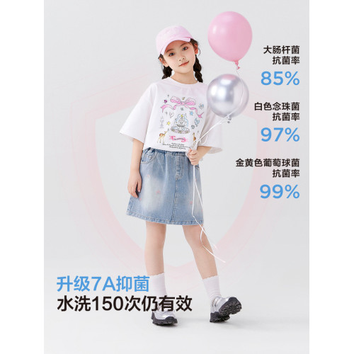 左西童裝女童短袖T恤7A抑菌兒童夏裝2026新款女孩大童夏季半袖潮