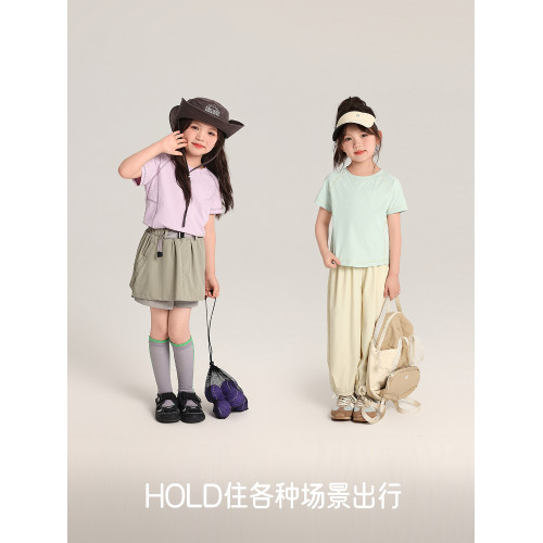布丁哈魯童裝夏裝女童防曬短袖2026夏季新款兒童百搭涼感速乾T恤