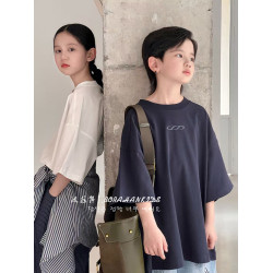 波拉韓童裝女童短袖T恤夏季2025新款打底衫兒童半袖衣服夏款上衣