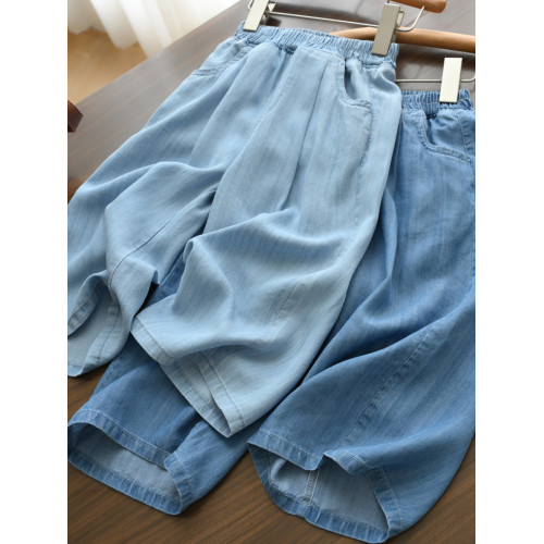 兒童萊賽爾濶腿褲 薄軟透氣女童防涼褲休閒褲 中大童 夏款