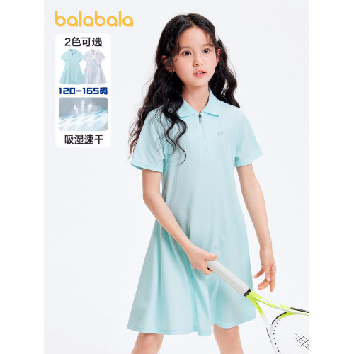 巴拉巴拉女童連衣裙中大童速乾裙子兒童半開襟短裙夏裝新款童裝潮