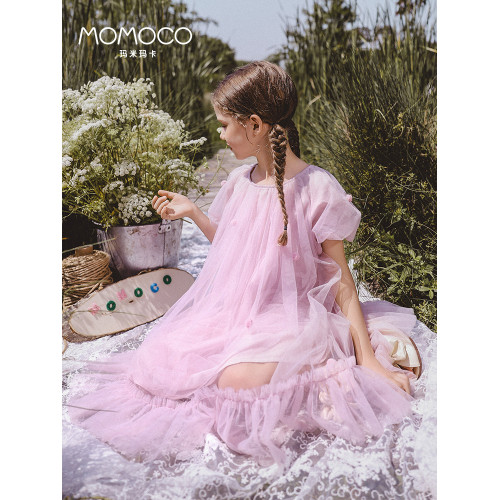 MOMOCO/瑪米瑪卡女童連衣裙2025夏季新款網紗公主裙女童高級紗裙