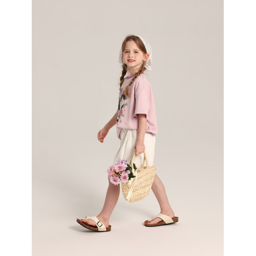 布丁哈魯童裝夏裝女童洋氣短袖2026夏季新款兒童百搭撞色卡通T恤