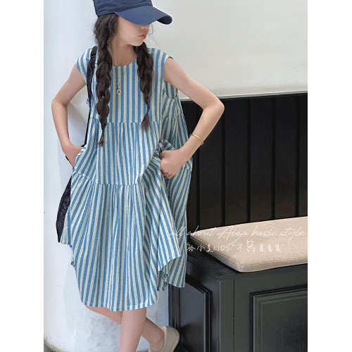 孫小美kids 氧氣感女童夏裝連衣裙2025新款兒童裙子女大童背心裙