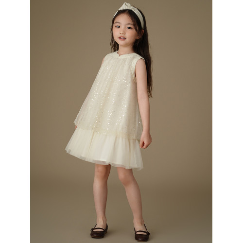哈齒童裝兒童背心公主裙重工新中式禮服裙女童蕾絲生日裙女孩紗裙