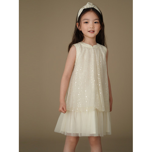 哈齒童裝兒童背心公主裙重工新中式禮服裙女童蕾絲生日裙女孩紗裙