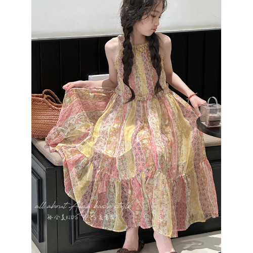 孫小美kids 法式浪漫女童碎花連衣裙2025夏裝新款兒童裙子吊帶裙