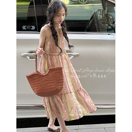 孫小美kids 法式浪漫女童碎花連衣裙2025夏裝新款兒童裙子吊帶裙