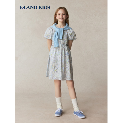 【100%棉】eland kids衣戀童裝女童連衣裙25年夏碎花公主畢業禮服