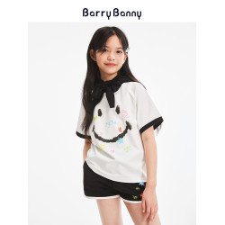 BarryBanny女童笑臉T恤2025夏季新款兒童洋氣女孩上衣圓領短袖