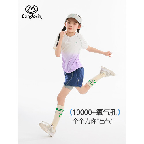 半度閒女童涼感速乾衣夏裝洋氣2025新款兒童夏季薄款短袖t恤上衣