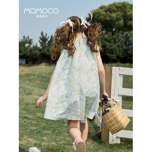 MOMOCO/瑪米瑪卡女童碎花連衣裙2025新款夏季中大童洋氣清新裙子