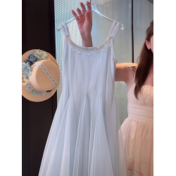 女童吊帶連衣裙夏季2025新款女孩洋氣公主裙海邊度假裙子生日禮服