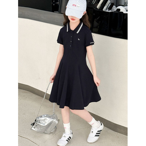 女童夏裝連衣裙2025新款洋氣兒童裝夏季短袖女孩女大童polo裙裙子