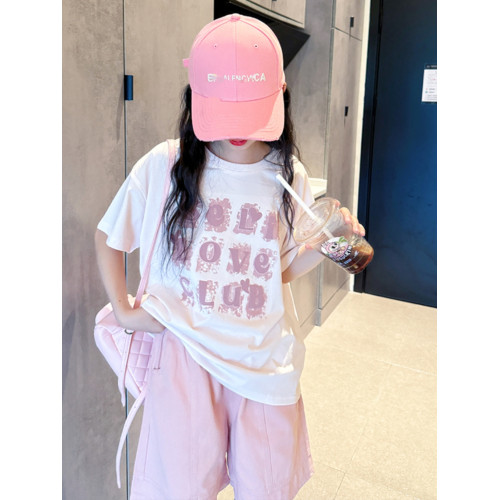 法國女童短褲套裝夏季2025新款兒童短袖t恤夏裝中大童時髦兩件套
