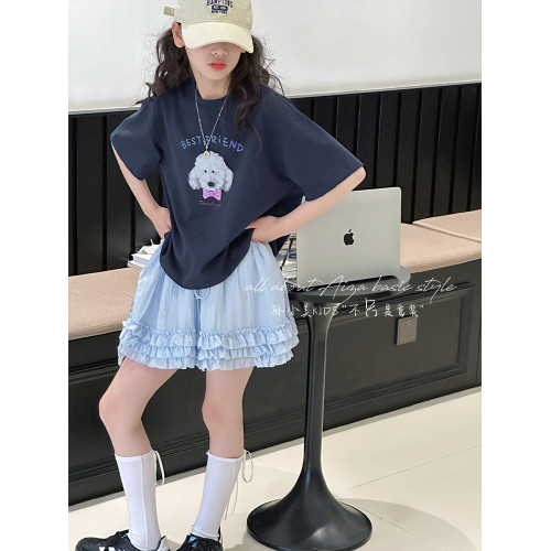 孫小美kids多層木耳邊女童半身裙2025新款夏裝兒童裙子甜美蓬蓬裙