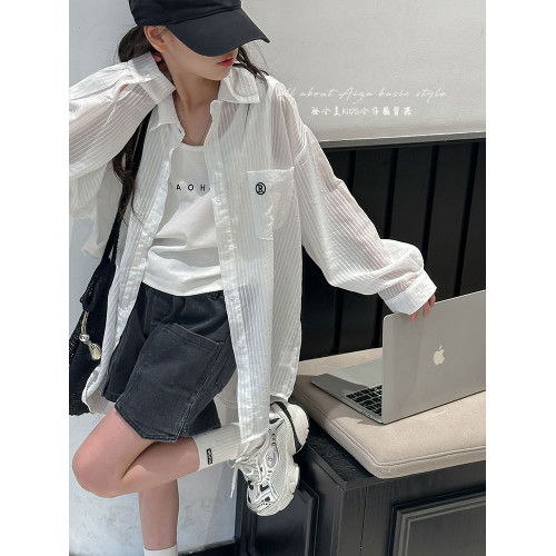 童裝女童防曬衫套裝兒童夏季襯衫上衣兩件套2025新款背心大童衣服