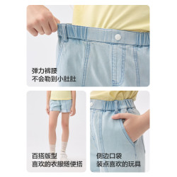 巴拉巴拉童裝兒童短褲女童2025夏裝新款全棉牛仔休閒中大童褲子