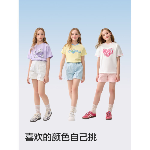 巴拉巴拉童裝兒童短褲女童2025夏裝新款全棉牛仔休閒中大童褲子