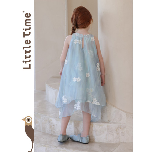 littletime女童連衣裙2025夏新款兒童洋氣時尚印花無袖背心公主裙