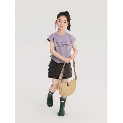 布丁哈魯童裝夏裝女童洋氣2025夏季新款女童百搭防曬涼感T恤女孩
