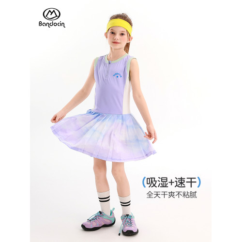 半度閒女童連衣裙夏季2025新款兒童吸溼速乾長裙夏裝女孩無袖裙子