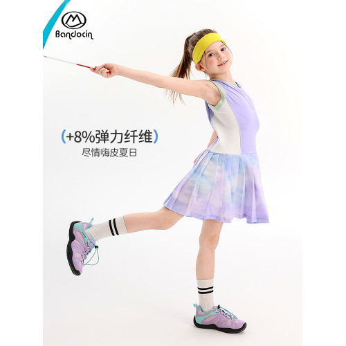 半度閒女童連衣裙夏季2025新款兒童吸溼速乾長裙夏裝女孩無袖裙子