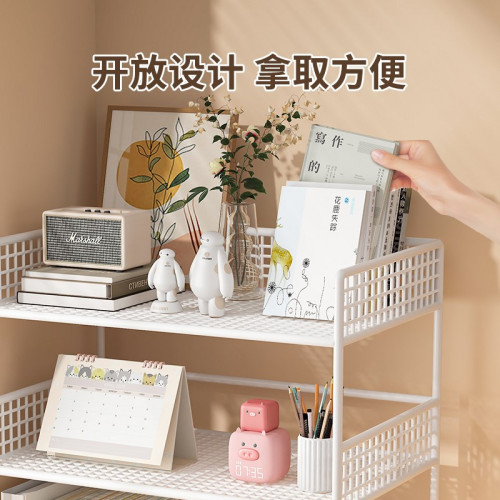 桌上書架桌e面置物架辦公桌收納餐桌宿捨書桌多層小層架工位分層