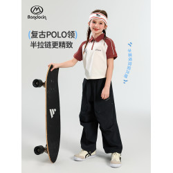 半度閒女童夏裝運動polo短袖洋氣中大童2025新款兒童夏季薄款上衣