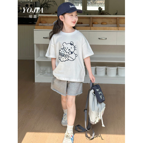女童休閒綉花短褲2025夏季新款寬松百搭小女孩五分褲夏褲兒童褲子
