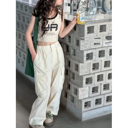 波拉bora韓國童裝女童工裝褲夏季薄款防蚊褲2025洋氣兒童褲子長褲
