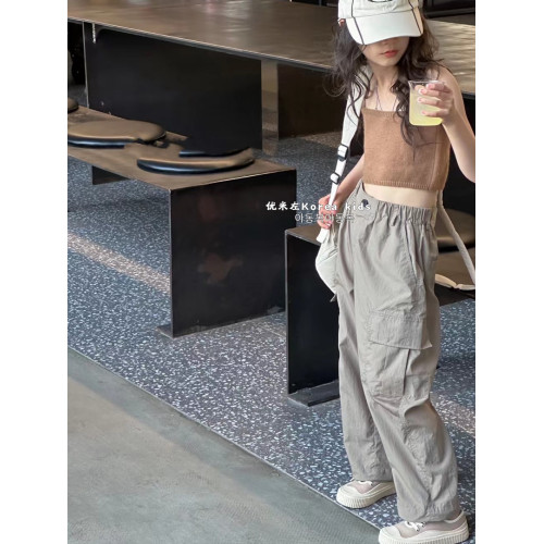 波拉bora韓國童裝女童工裝褲夏季薄款防蚊褲2025洋氣兒童褲子長褲