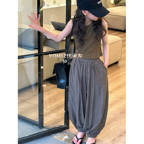 波拉bora韓國童裝女童褲子夏季薄款2025新款兒童防蚊褲時髦抖抖褲
