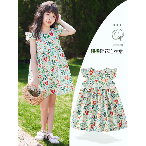 女童連衣裙夏季薄款2025新款兒童碎花裙子洋氣純棉大童夏裝小女孩